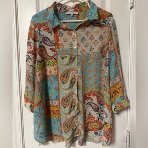 Rose & Olive Multicolor Floral Paisley Blouse